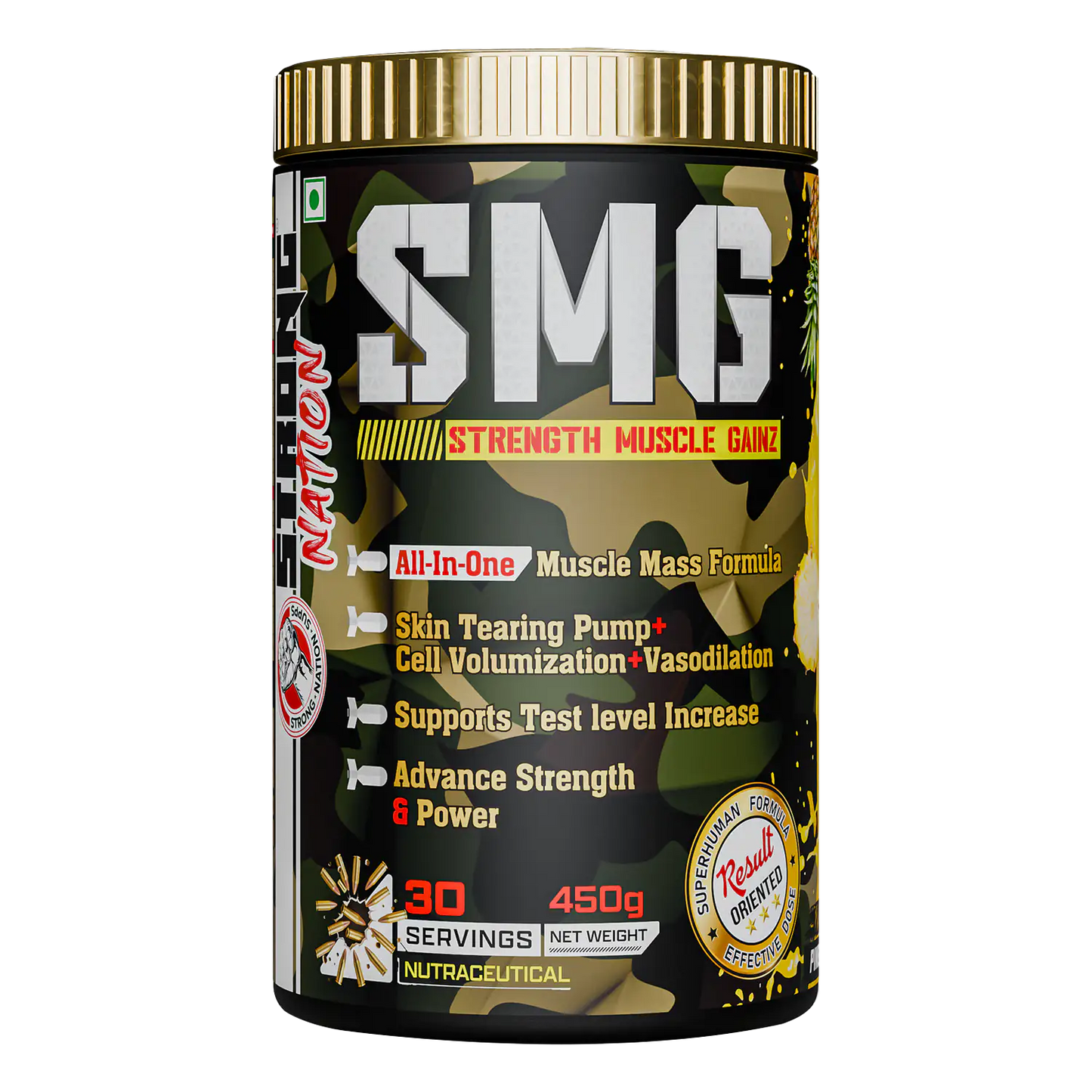 “strong nation smg muscle gain supplement – all-in-one formula for strength, muscle mass and performance”
