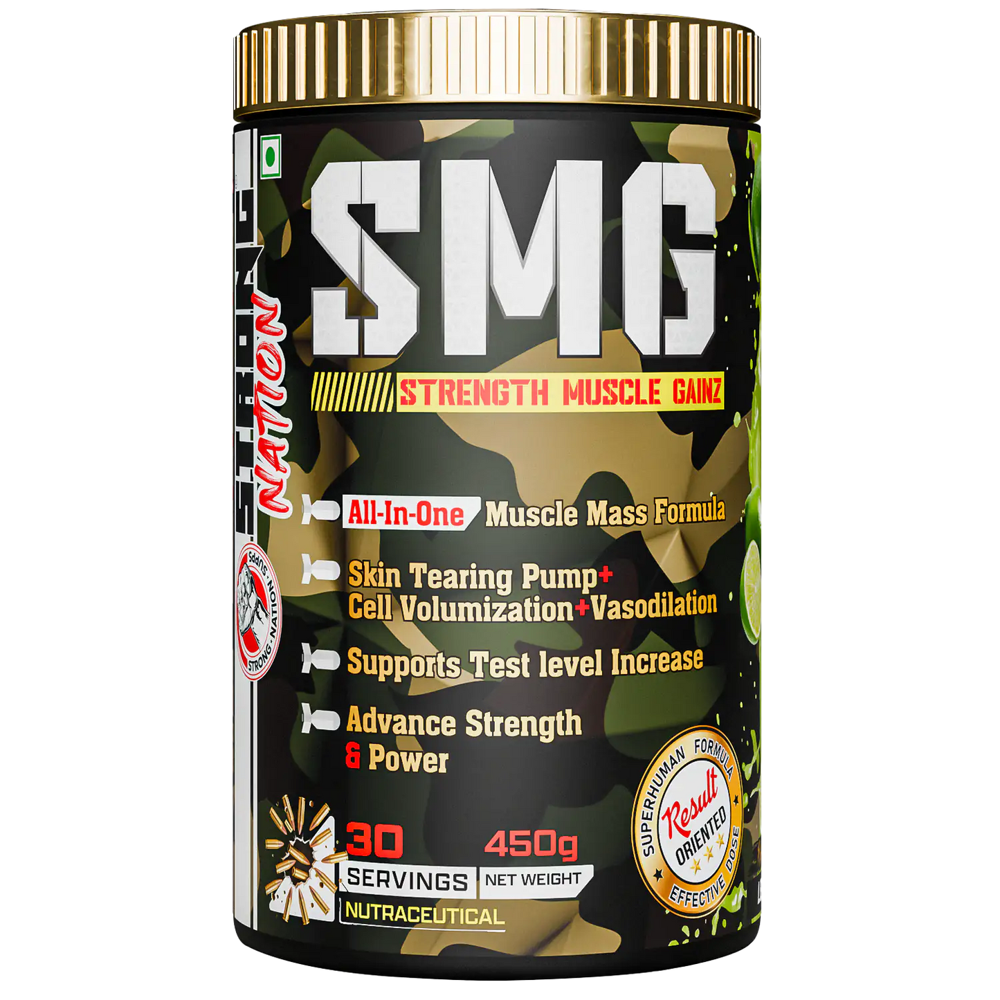 “strong nation smg muscle gain supplement – all-in-one formula for strength, muscle mass and performance”