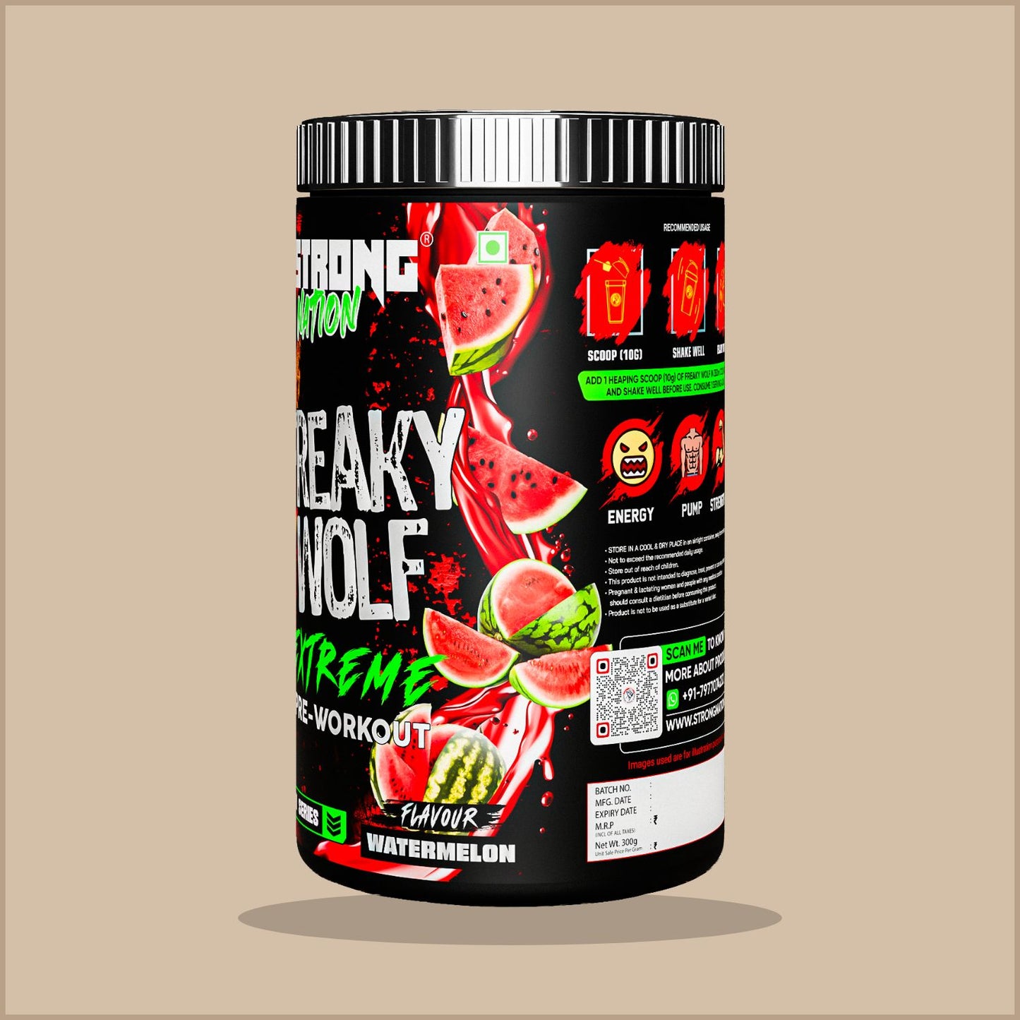 freaky wolf extreme – hardcore pre workout for energy & pumps - strong nation supps
