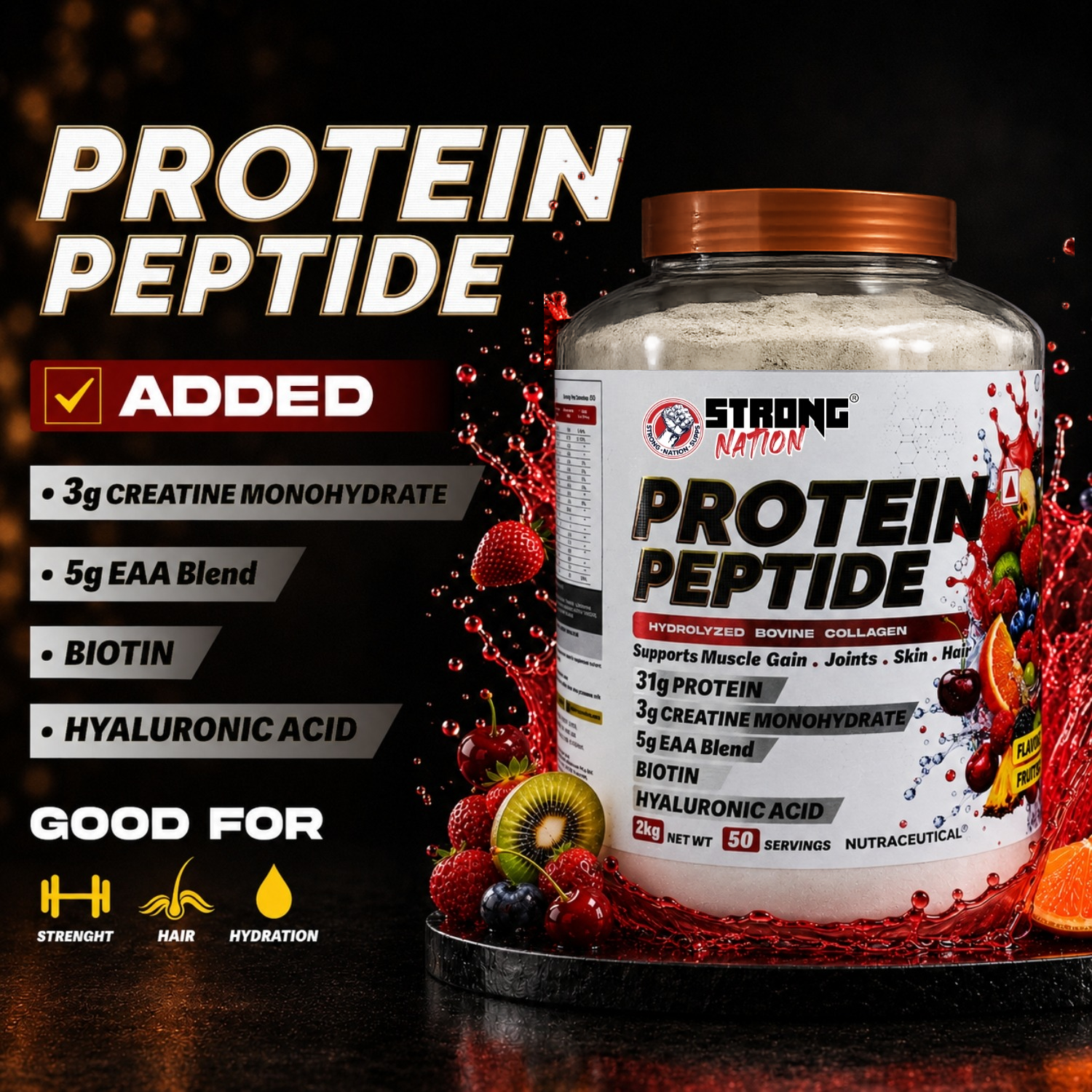 Protein Peptide | Hydrolyzed Bovine Collagen Formula - Strong Nation Supps