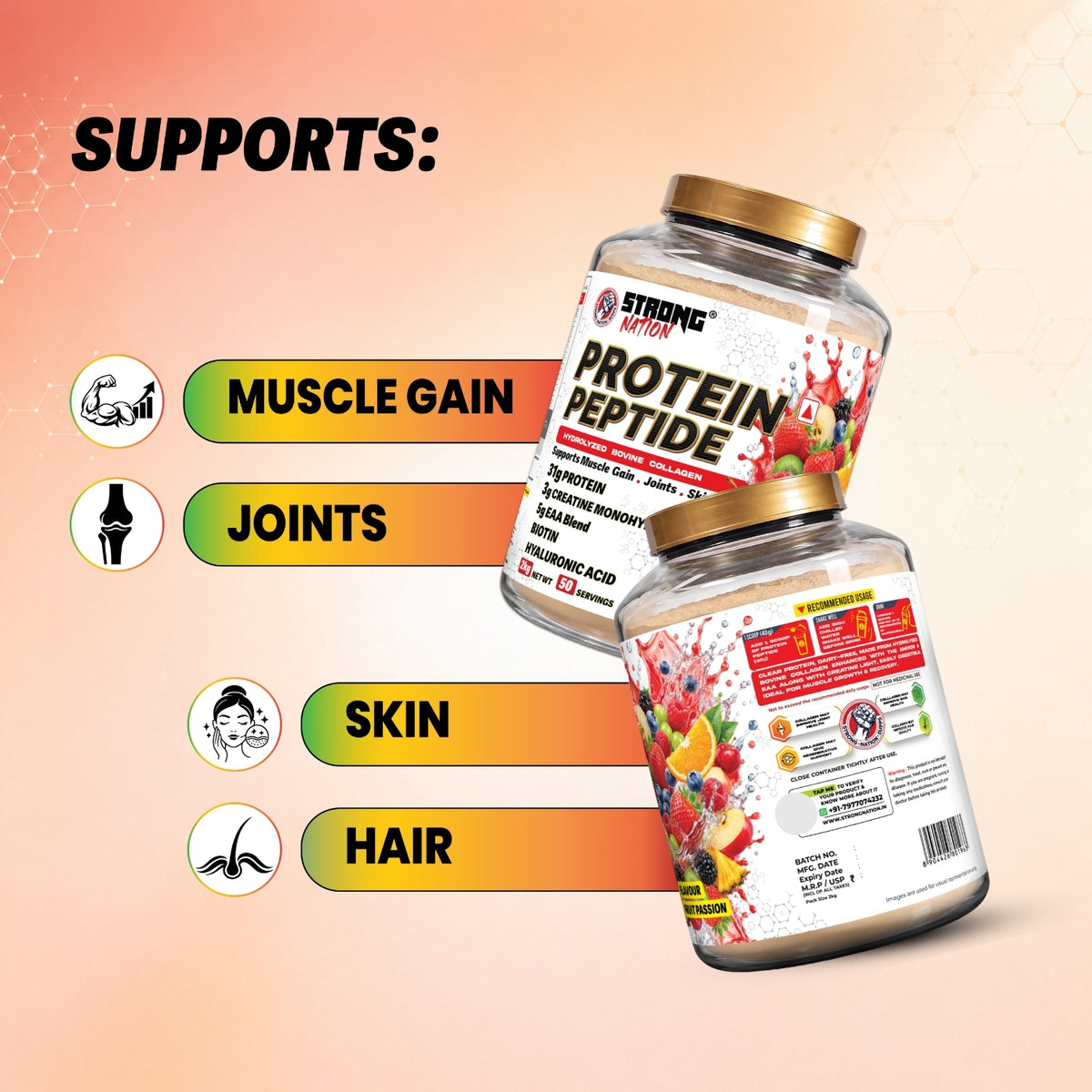 Protein Peptide | Hydrolyzed Bovine Collagen Protein - Strong Nation Supps