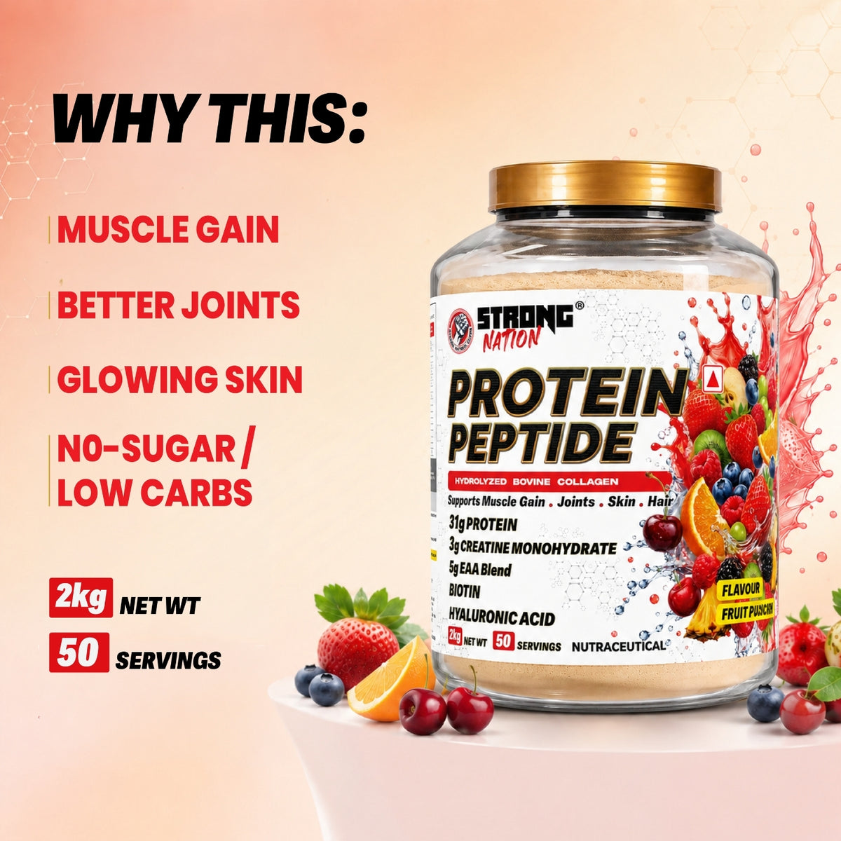 Protein Peptide | Hydrolyzed Bovine Collagen Protein - Strong Nation Supps