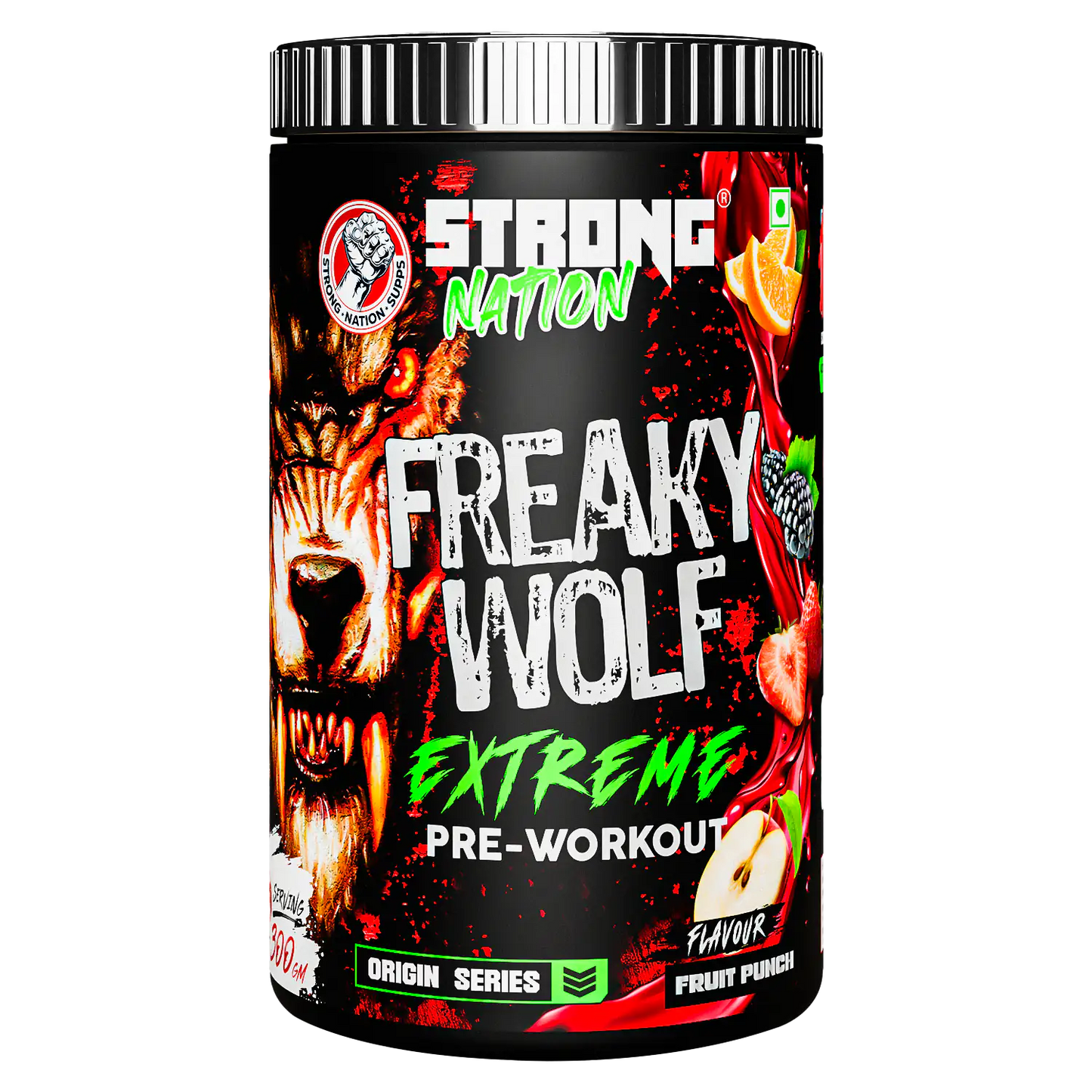 strong nation freaky wolf extreme pre-workout supplement for intense energy, focus, strength and workout performance”