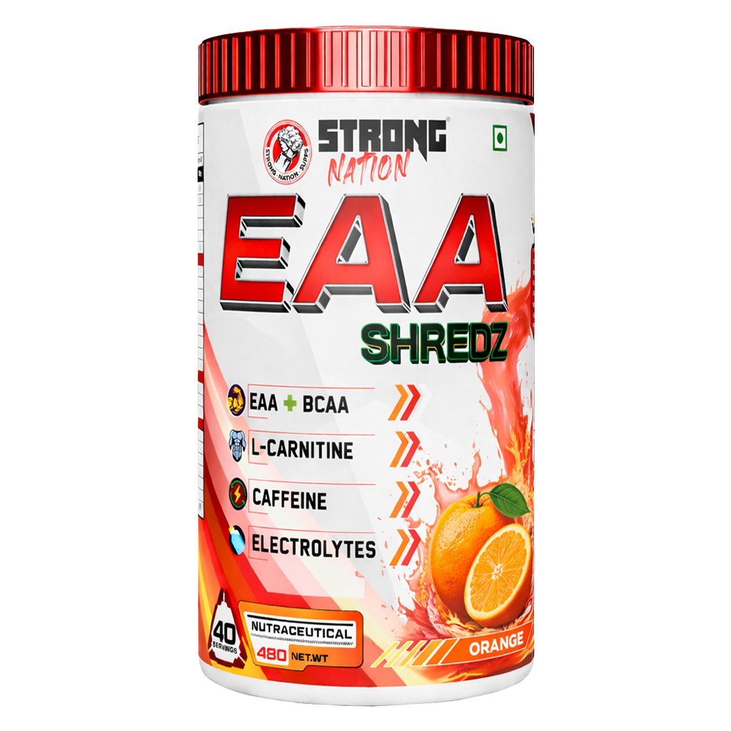 “strong nation eaa shredz essential amino acids supplement with bcaa, l-carnitine, caffeine and electrolytes for recovery and hydration”