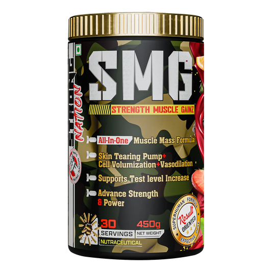 “Strong Nation SMG muscle gain supplement – all-in-one formula for strength, muscle mass and performance”