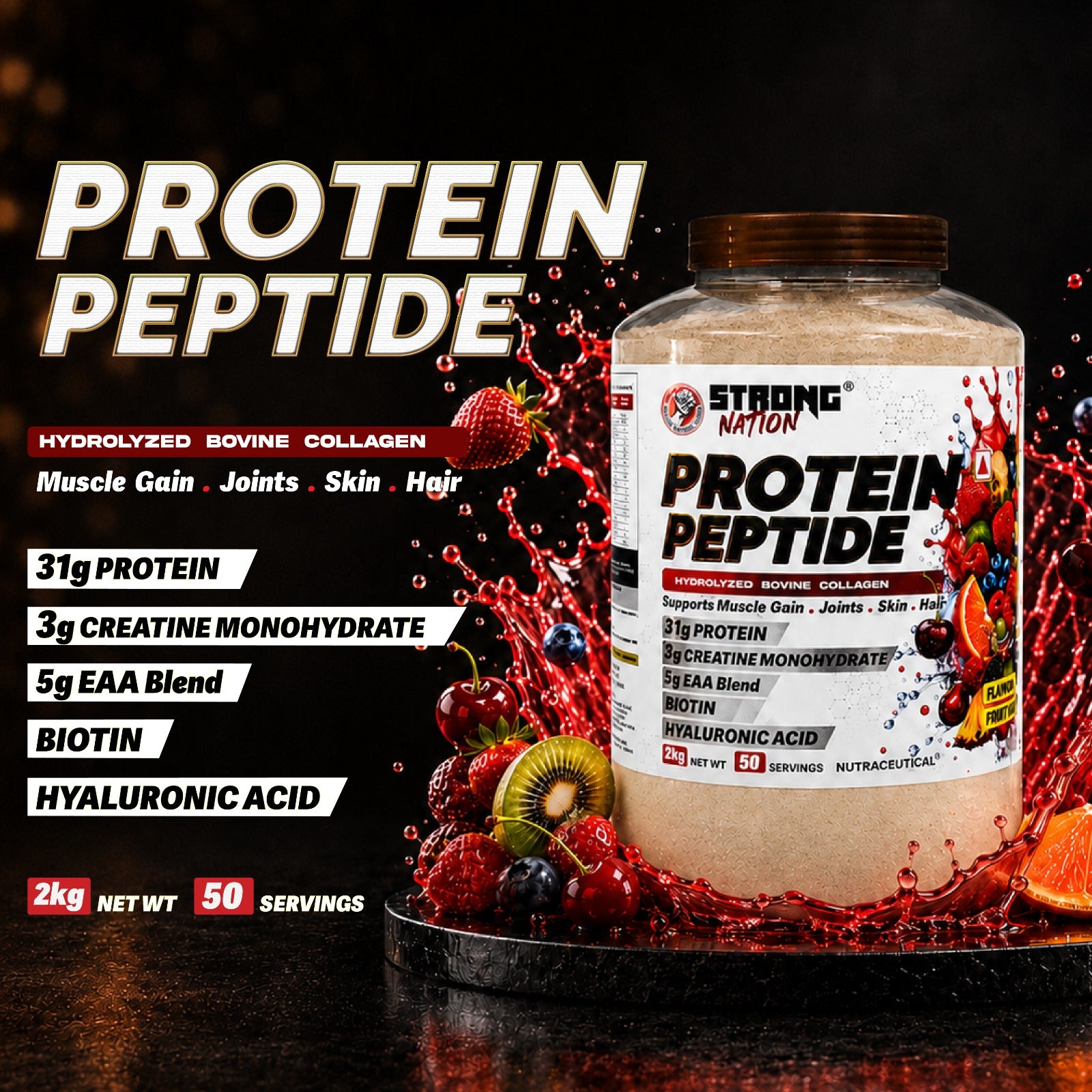Protein Peptide | Hydrolyzed Bovine Collagen Protein - Strong Nation Supps