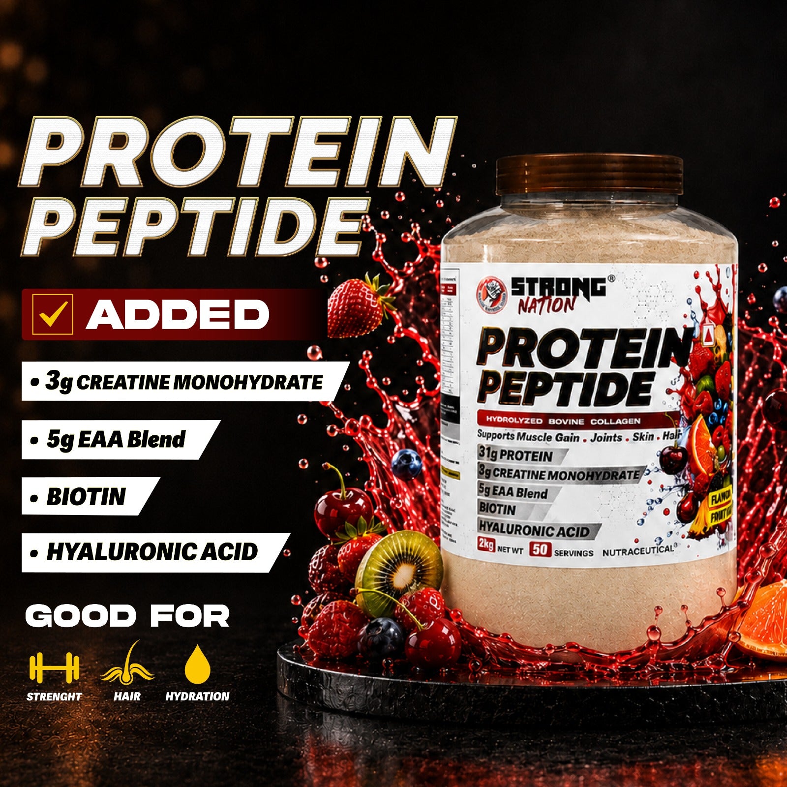 Protein Peptide | Hydrolyzed Bovine Collagen Protein - Strong Nation Supps