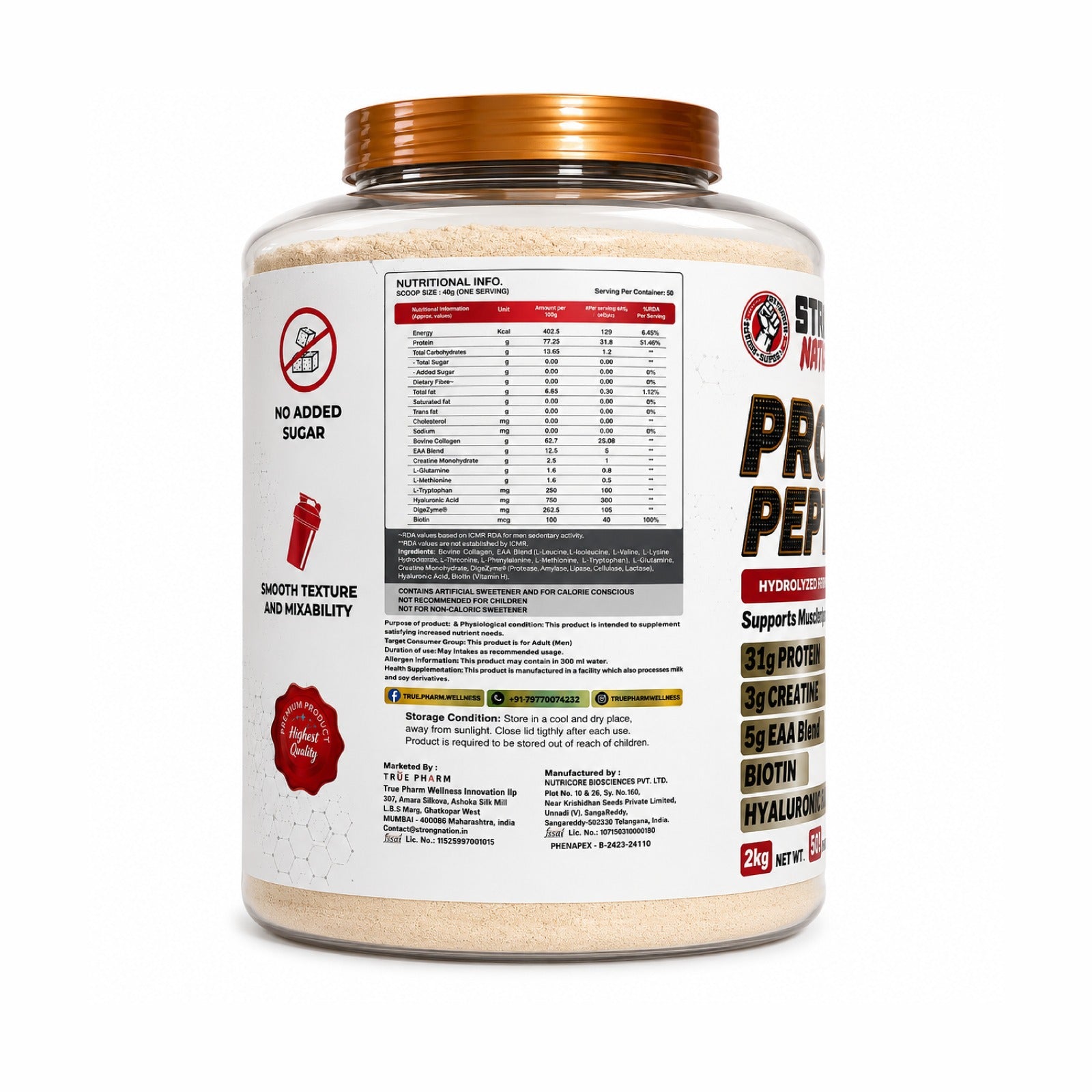 Protein Peptide | Hydrolyzed Bovine Collagen Protein - Strong Nation Supps