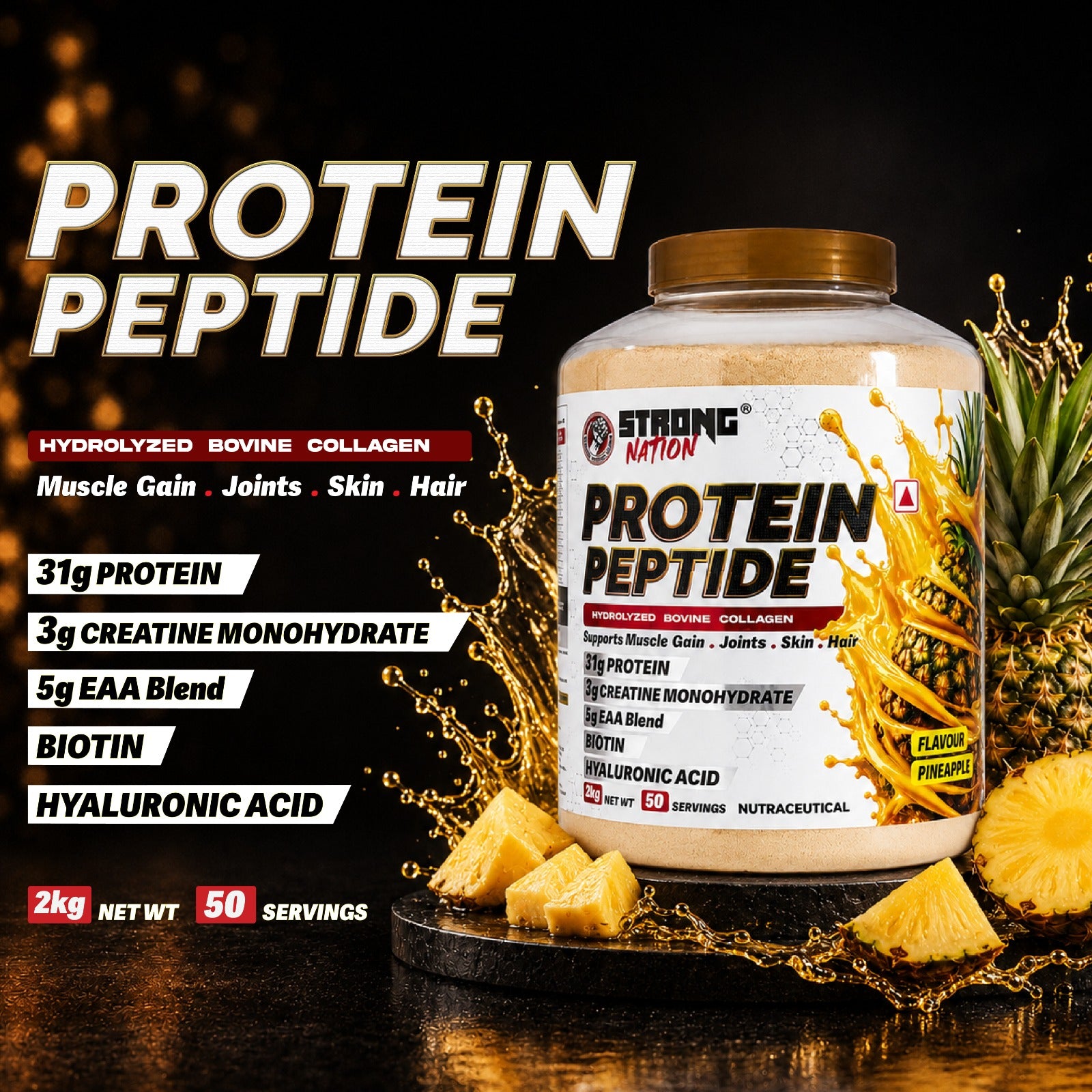 Protein Peptide | Hydrolyzed Bovine Collagen Protein - Strong Nation Supps