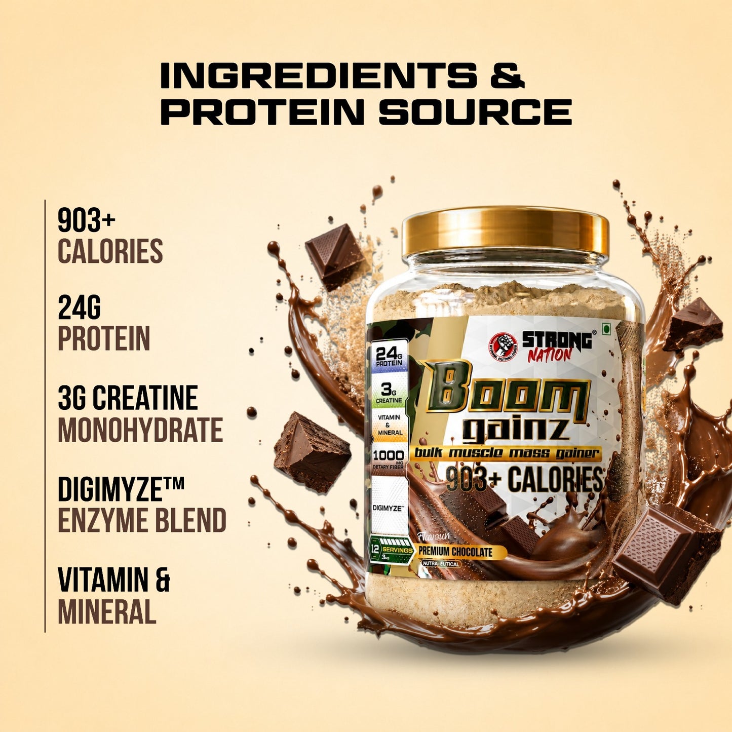 strong nation boom gainz mass gainer - strong nation supps