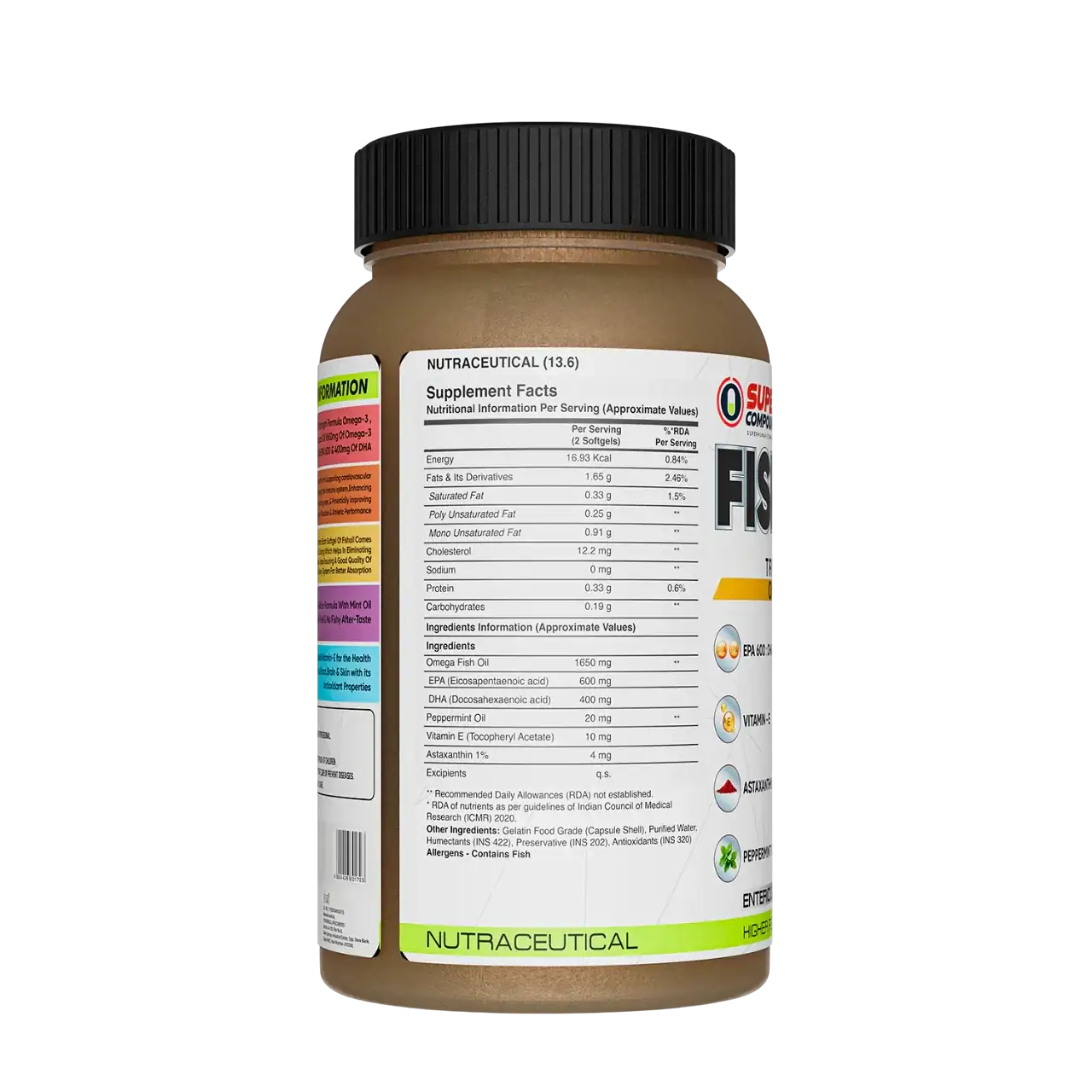 Supes Compound Fish Oil 3X omega 3 supplement with EPA and DHA for heart health, brain function and joint support