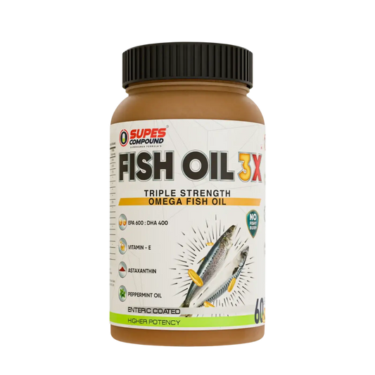 Supes Compound Fish Oil 3X omega 3 supplement with EPA and DHA for heart health, brain function and joint support